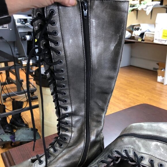 Dr Martens 20 EYE 1B60 - 1860 soft leather tall ZIP boots UK4 EU37 6US PEWTER - Picture 3 of 15